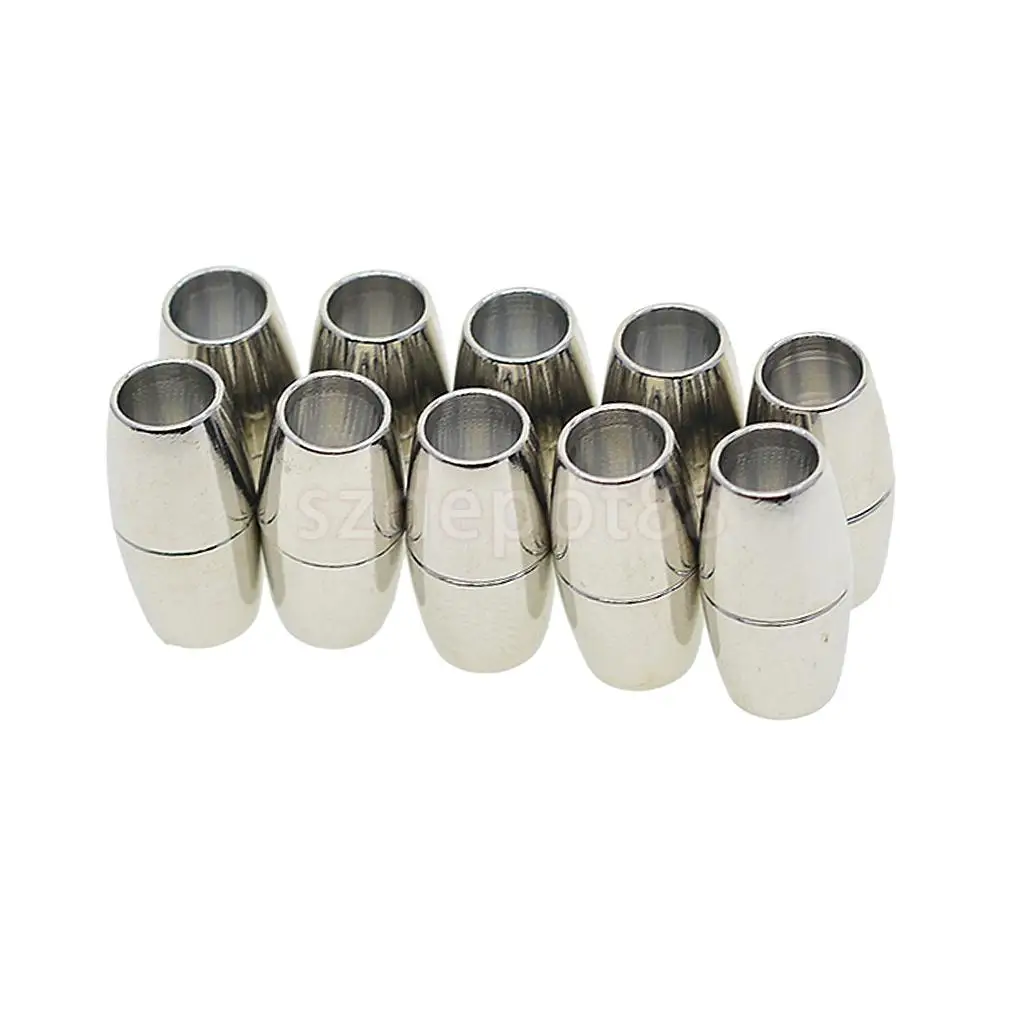 10 Sets Leather Kumihimo Bracelet Brass Barrel Magnetic Clasps Jewelry Making Findings Necklace Connectors Buckles Silver