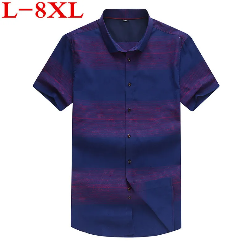 2018 новый большой плюс размер 8XL 7XL 6XL 5XL мужские летние синие с короткими рукавами и