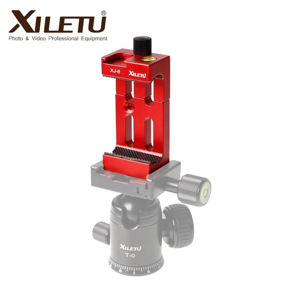 

XILETU XJ-8 Tripod Head Bracket Mobile Phone Holder Clip for Phone Flashlight Microphone With Spirit level and Cold Shoe Mount