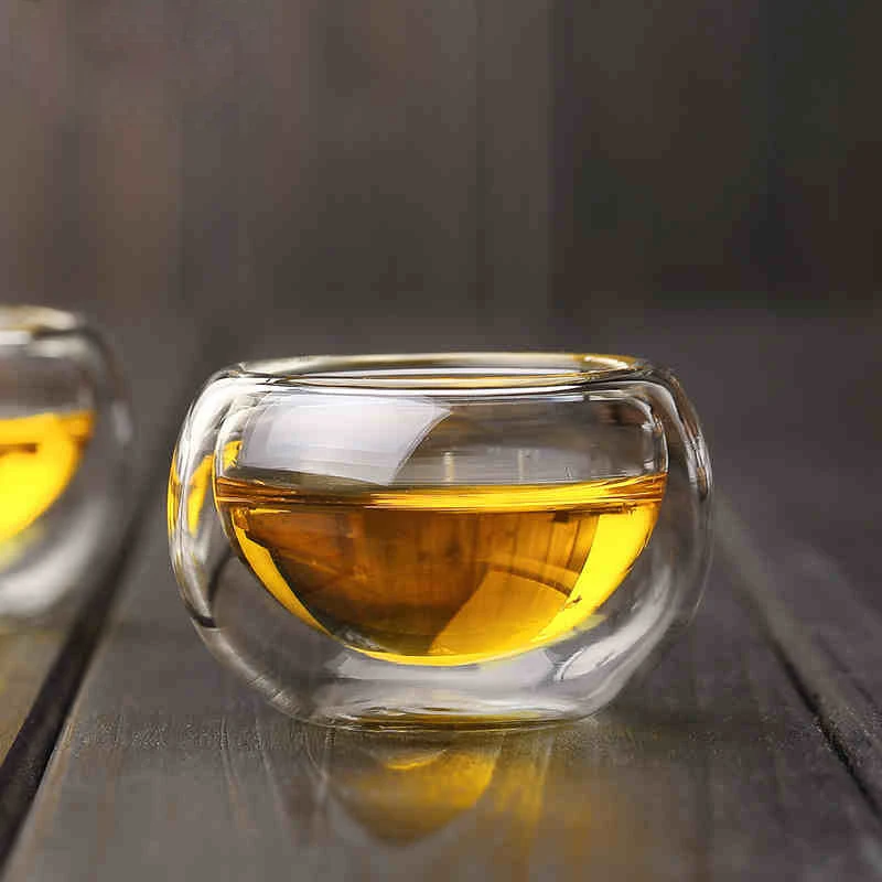 4 pcs Creative Heat Resistant Double Wall glass Cup,High Quality Fashion Cups For Tea Coffee Juice Drinkware,Kungfu TeaCup