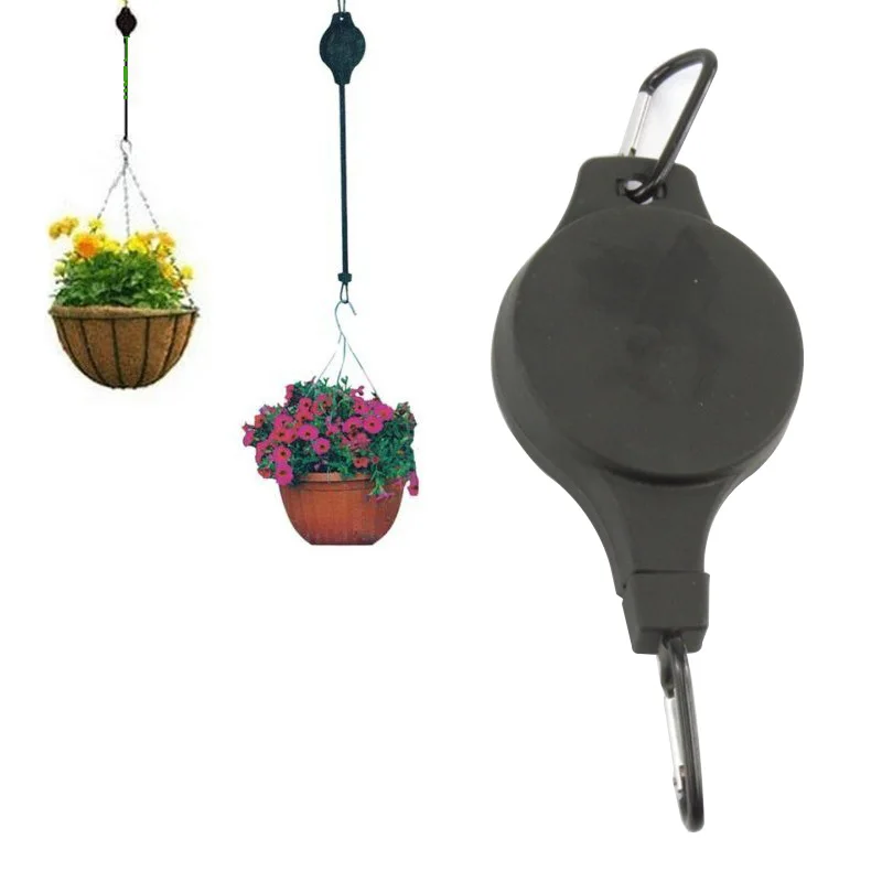 Garden Flower Pot Hooks Retractable Hanging Basket Pulley Balcony Wall