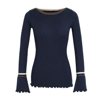 

Knitted Sweaters 2017 Autumn Women Striped Patchwork O-Neck Skinny Long Sleeve Pullover Sweater Women winter pulover feminino