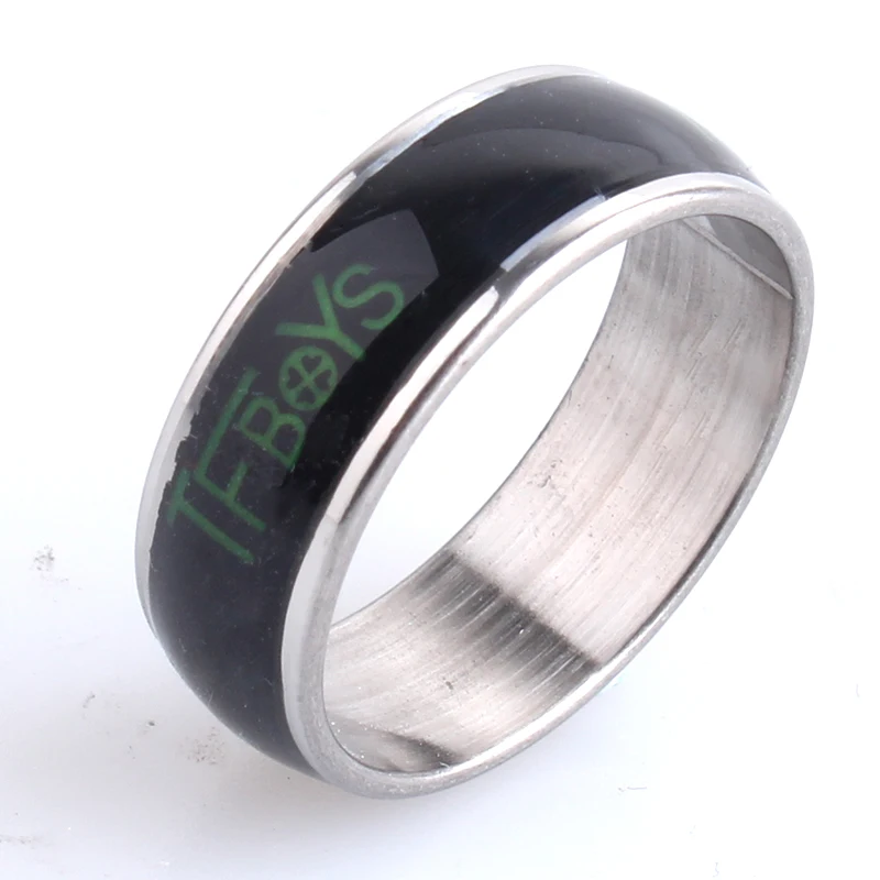 

free shipping 6mm Drops oil TFBOYS 316L Stainless Steel finger rings for men wholesale