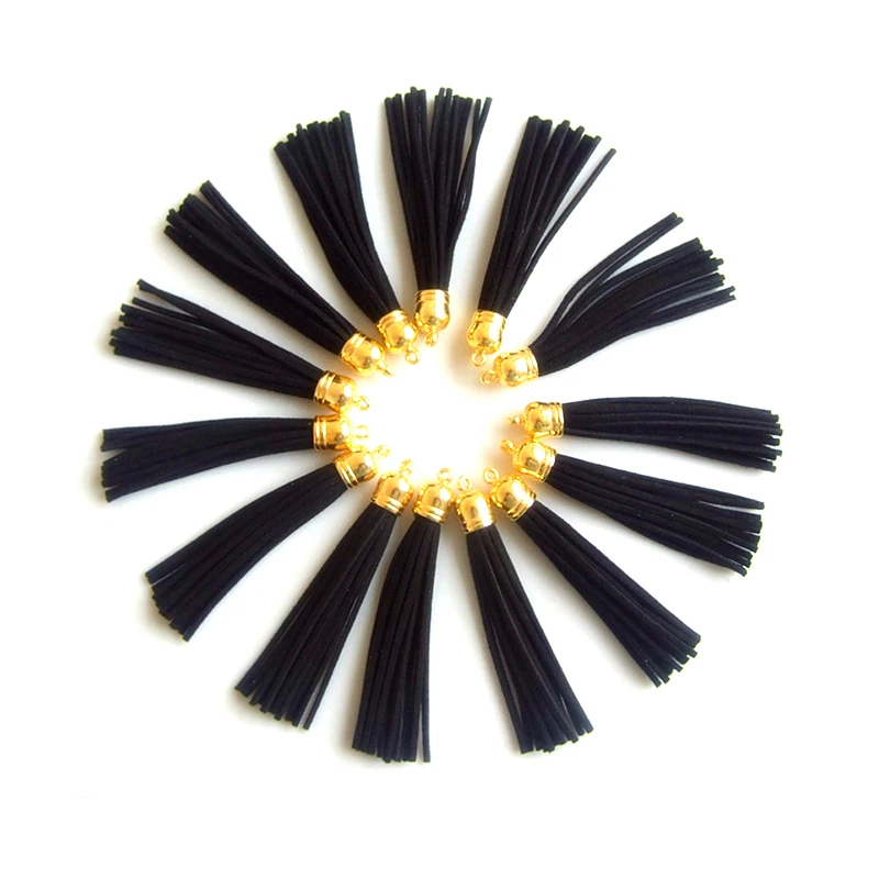 

10pcs Metal Bead Cap Black Suede Leather Tassels Earrings Pendant Jewelry Findings Jewelry Materials Charms For Jewelry Making