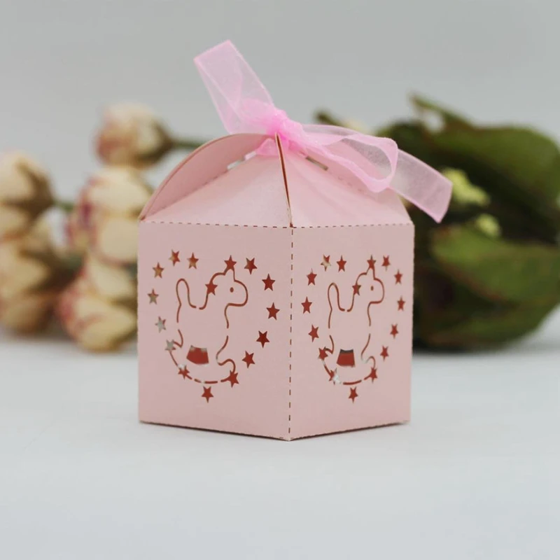 KAZIPA 50pcs Laser Cut Rockie Horse Gift Candy Cake Favor Boxes Decoration Box for Wedding Party Pink | Дом и сад