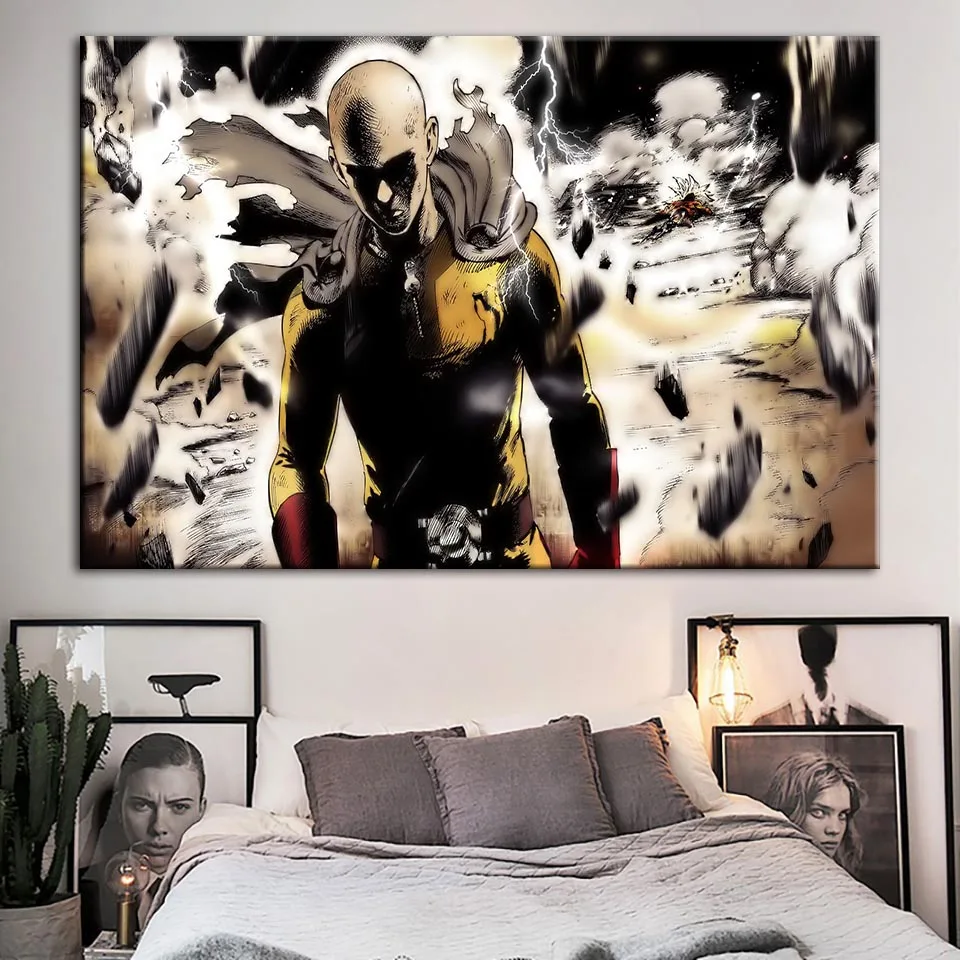 

Painting Pictures Wall Artwork One Punch Man Anime Prints Animation Home Decoration Modular Canvas Poster Modern For Living Room