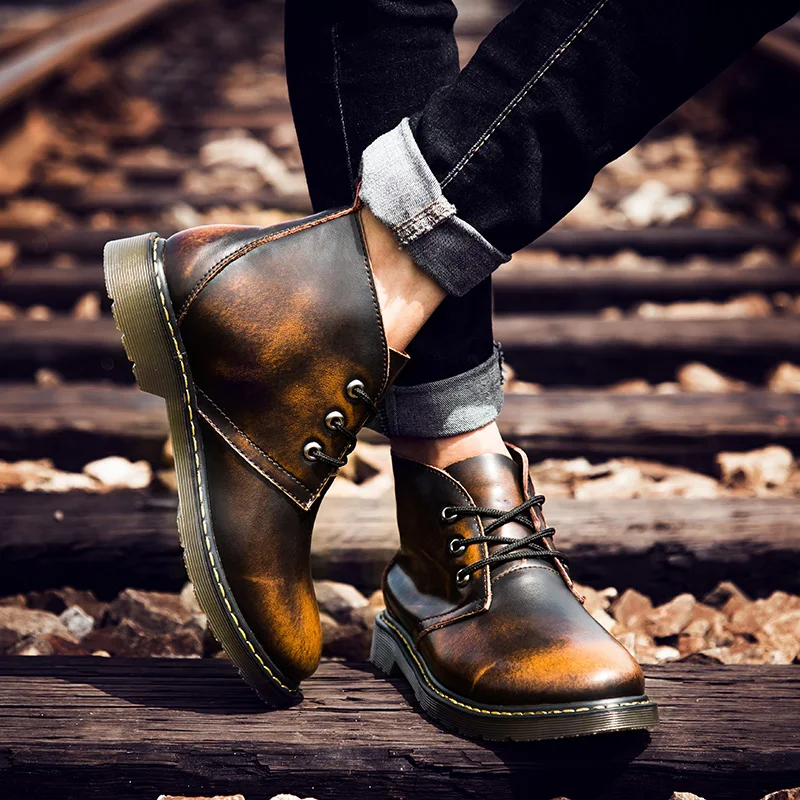 Black Motociclista Homens Trabalho Sapatos Moda brown Redondo Lace Casual Pé Homem Manter Aquecido Segurança wine Militar Couro Botas De Inverno Boots Dedo Ankle up gray Marca Red Do qzIgt7x