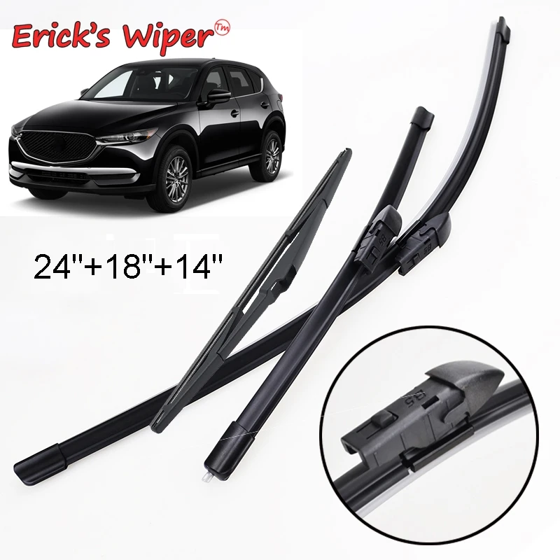 Erick's Wiper Front & Rear Wiper Blades Set For Mazda CX-5 KF 2017-2023 Windshield Windscreen Tailgate Window Brushes 24"18"14"