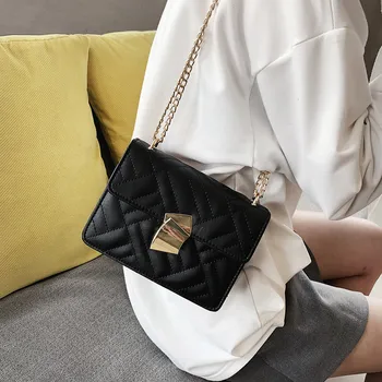 

Women Bag Fashion Embroidery Fan Lock Small Square Simple Messenger Shoulder bolsa masculina sac femme sac bandouliere femme