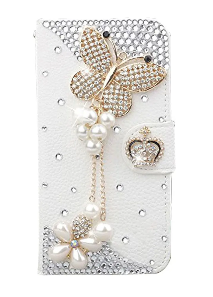Luxury Fashion Handmade Bling Diamond PU Flip Leather Case