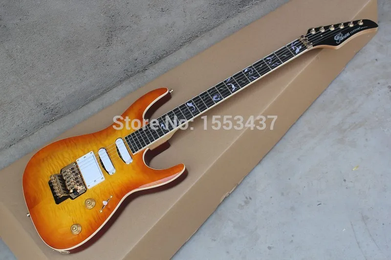 

Free shipping Top quality Pensa custom orange electric guitar with golden hardware SSH pickups made in usa hott3