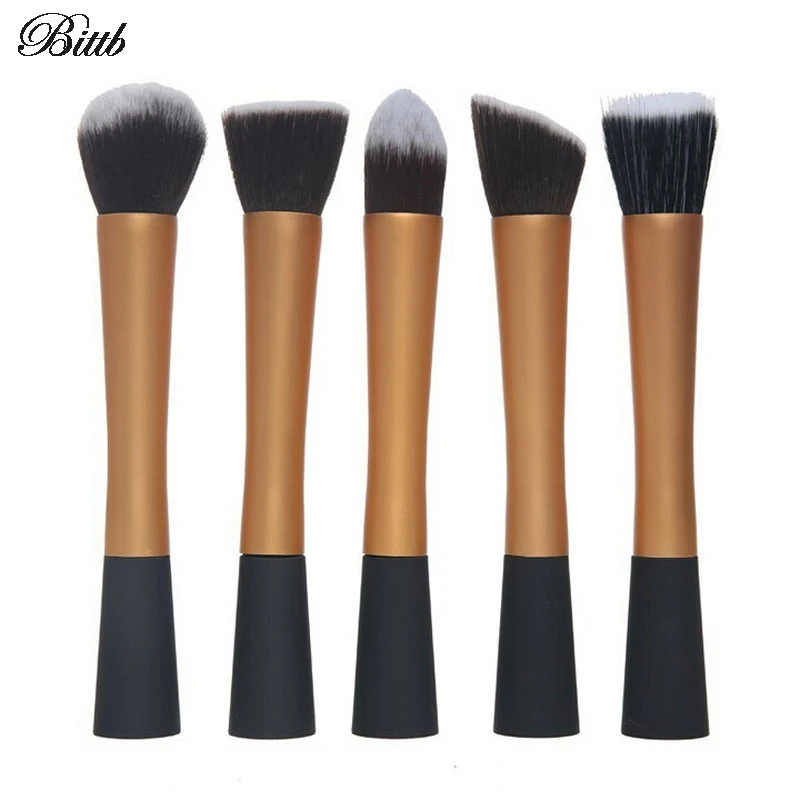 

Bittb 5Pcs Kabuki Makeup Brushes Set Kits Flat Angled Blending Foundation Powder Contour Blush Makeup Brush Beauty Make Up Tool