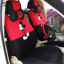 MUNIUREN Cute Universal Car seat Covers Cartoon Mickey Seat Covers Car interior Accessories for Mesh Car Seat Protector 12pcs