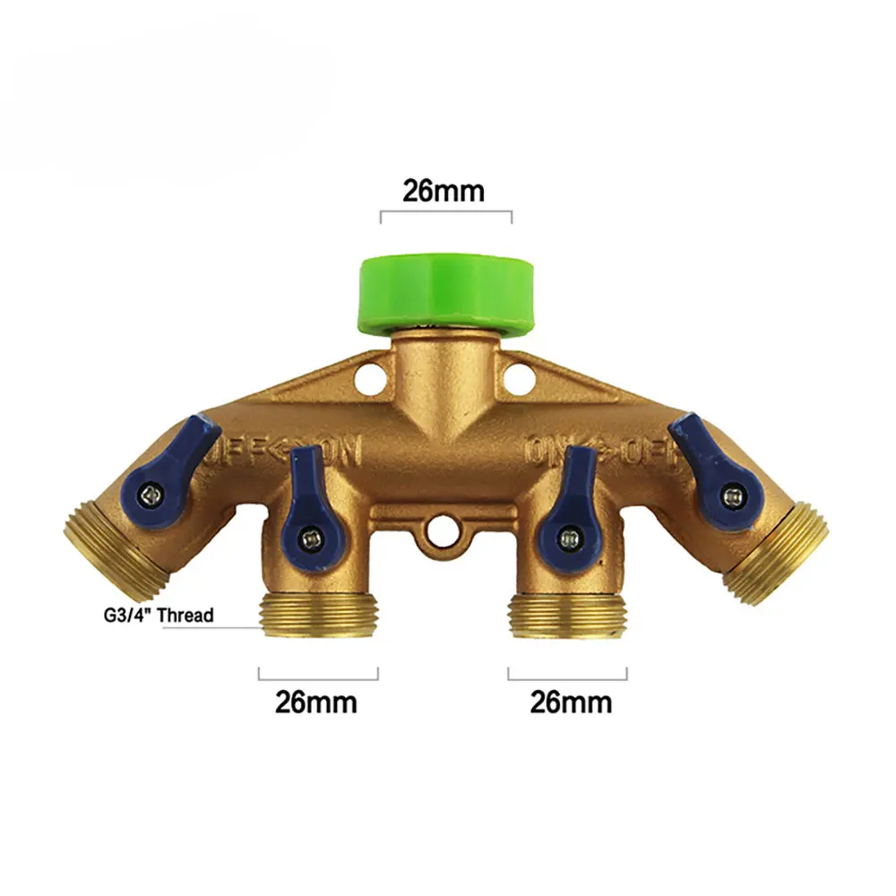 Металлический односторонний четырехклапанный водяной разделительный контроллер садовый газон полив соединение для крана водопроводная