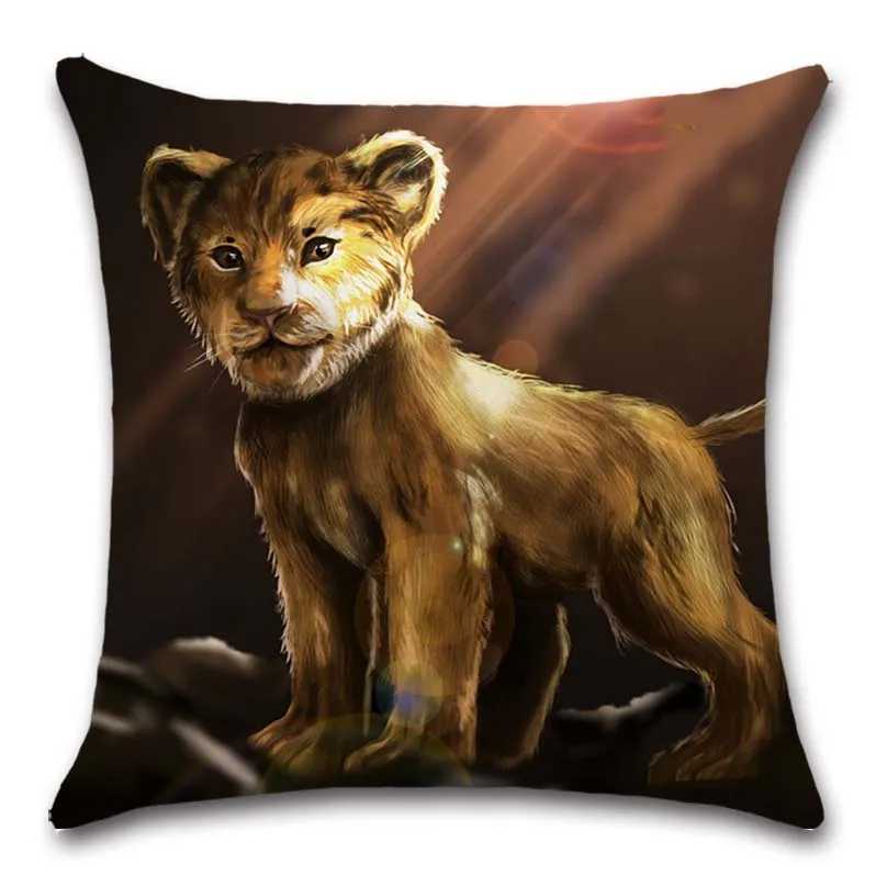 King of the grassland Lion Cushion Cover Decoration Home sofa chair office car seat friend bedroom children's gift pillowcase - Цвет: 4