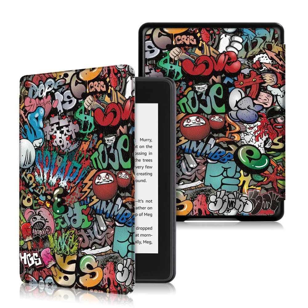 Kindle Paperwhite чехол с принтом из искусственной кожи Smart Cover для Funda Kindle Paperwhite 4 чехол с функцией автоматического пробуждения/сна