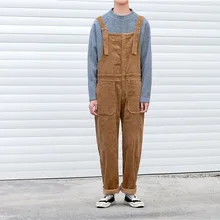 Мужской Ретро вельветовый комбинезон, подтяжки, брюки, комбинезон, широкие брюки