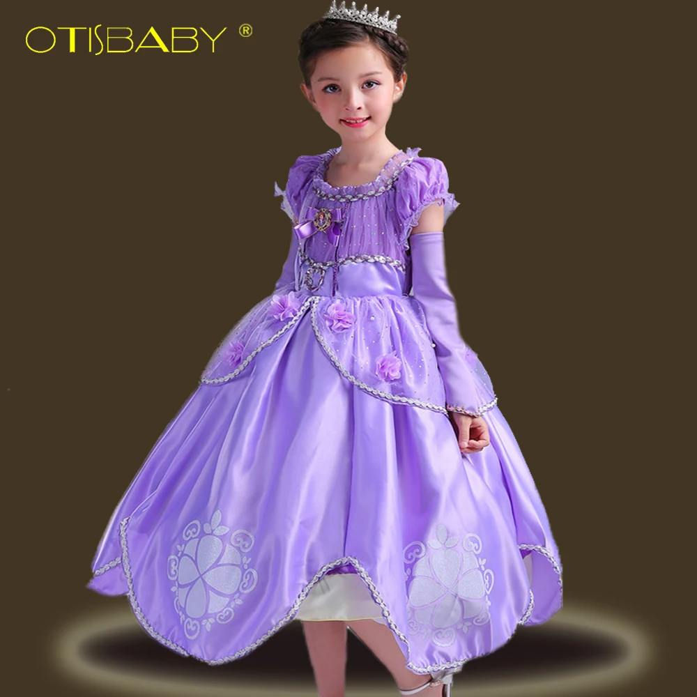 

High Quality Summer Fancy Sofia Princess Dress for Girls Kids Cartoon Aurora Birtyday Party Dresses Children Cinderella Gown Hot