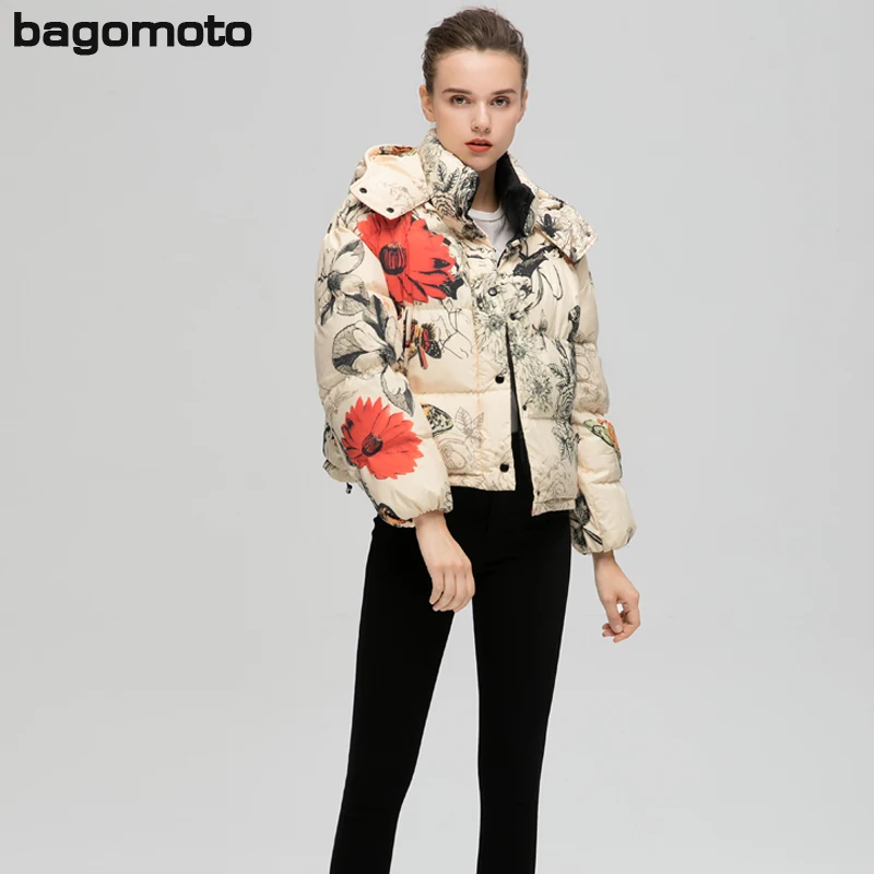 

Bagomoto Fashion Brand Print Women Parka thick Winter jacket coat 2018 New winter coat women Jacket Fashion Warm Female Coats