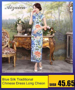 Imppresión de seda Cheongsam сексуальное Qipao vestidos chino tradicional vestido Китай estilo traje винтажное Восточное ожерелье Mujer