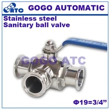 Санитарно-трехходовой шаровой кран 3/" 19 мм из нержавеющей стали Еда класса Санитарно Зажимная Втулка Quick Connect шаровой кран