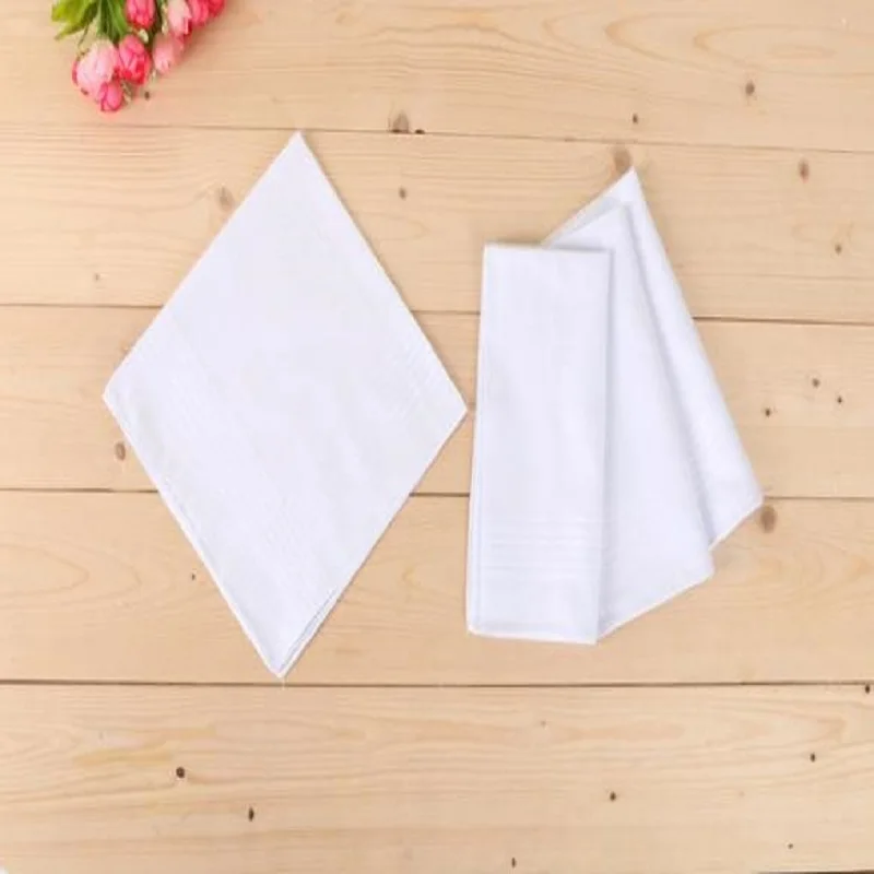 

12 pcs/lot 100% Cotton Solid White Men Handkerchief Export item 40cm*40cm