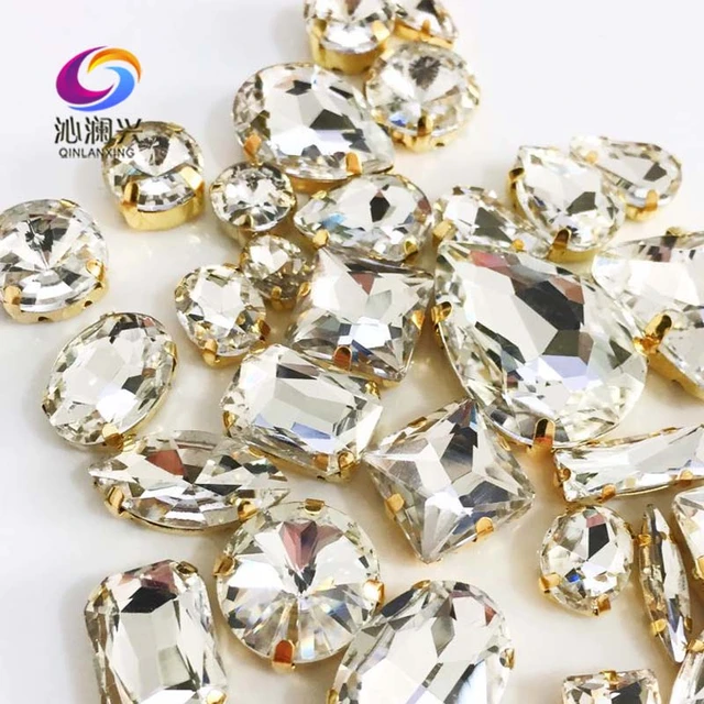 Sew Rhinestone Crystals Gold Claw  Crystal Strass Sewing Clothes - 30pcs  Glass Sew - Aliexpress