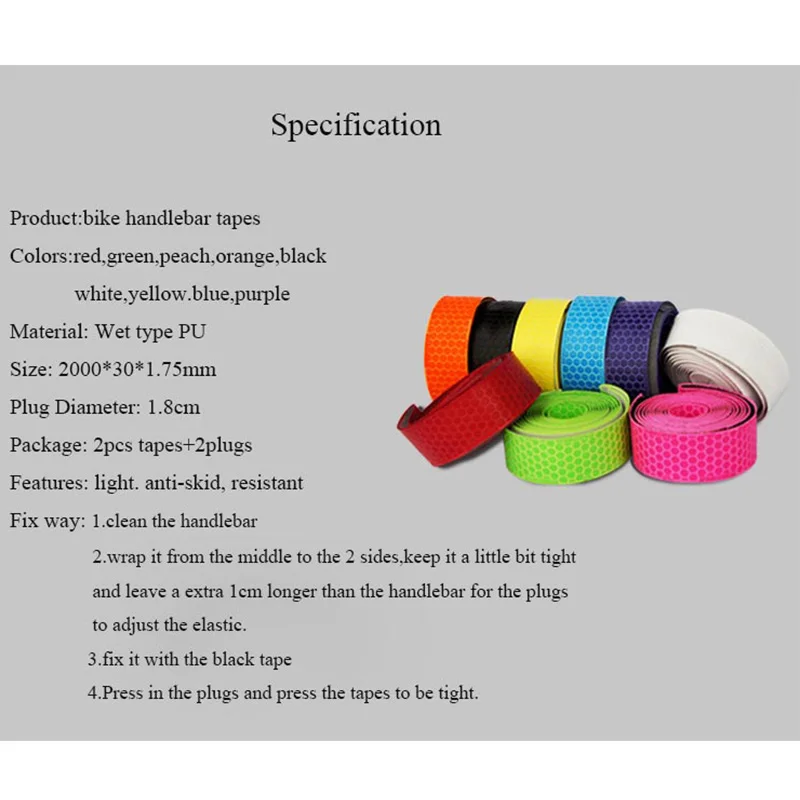 Waterproof Honeycomb PU Road Bike HandleBar Tape Leather Anti-slip Bicycle Grips Cork Handlebar adhesive Tape Plugs belt straps