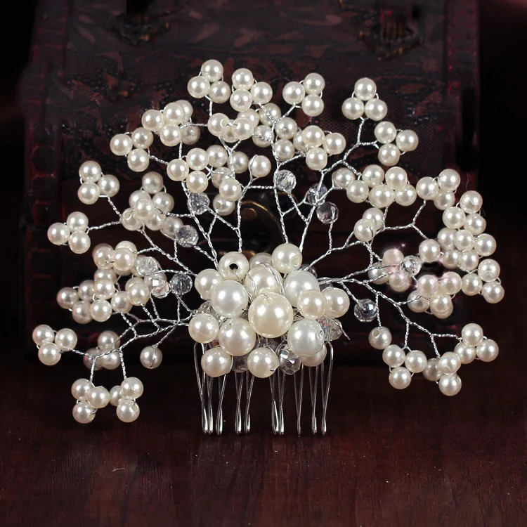 Handmade Contas de Cristal Cabelo de Noiva Flor de Strass Cabelo Jóias Prom Mantilha Headpieces Casamento Mulheres Meninas Acessórios Para o Cabelo (20)