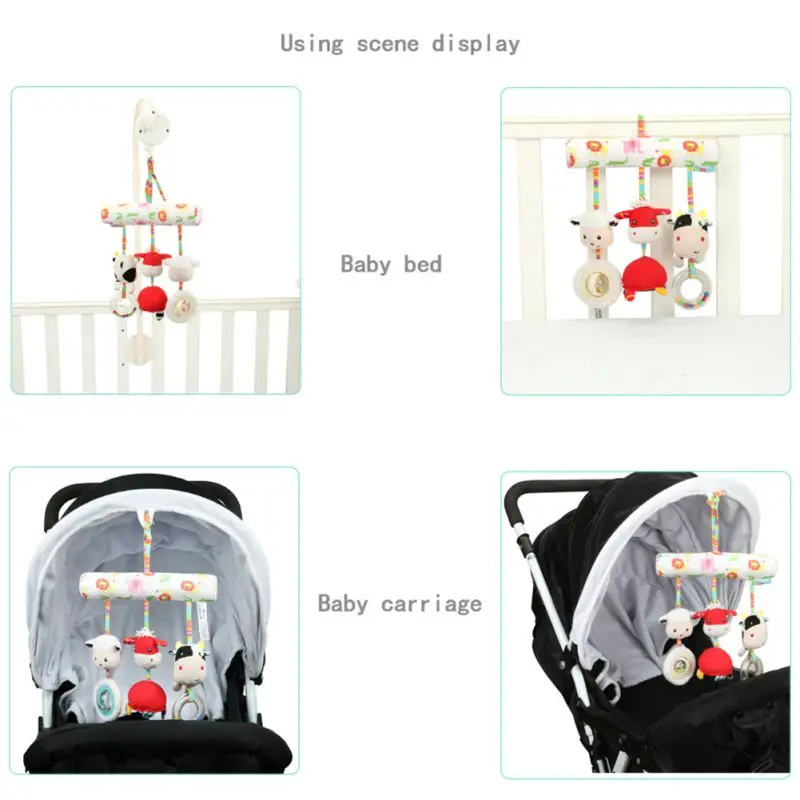 Детская кровать коляска Висячие Погремушки Мультфильм Животные новорожденных успокоить Плюшевые игрушки