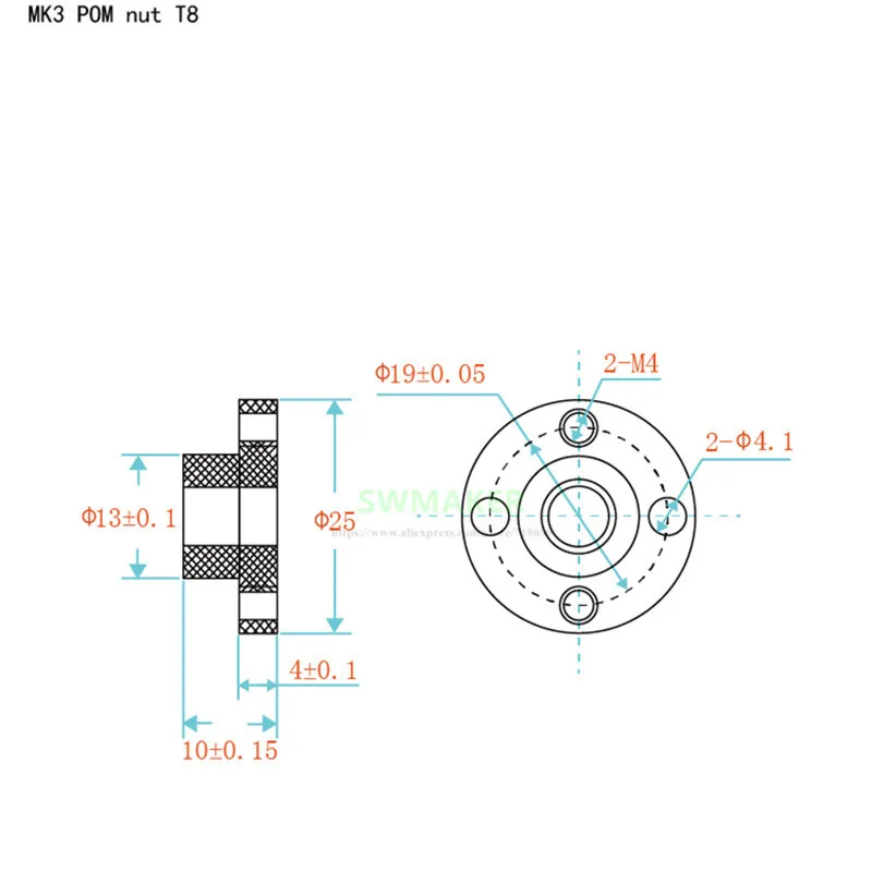 1 шт. Prusa i3 MK3 POM X/Z оси трапециевидной гайки T8 свинцовая гайка Reprap для MK2/MK2S/MK3 3D части принтера