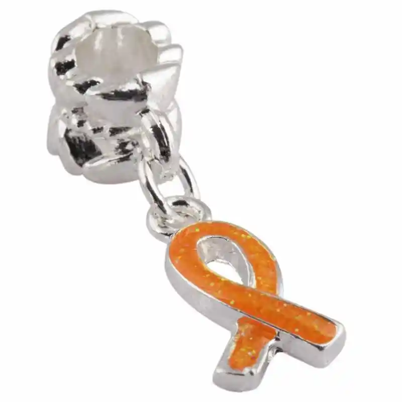 SUNYIK 1 лот(10 шт.) Ленты для лечения раковых заболеваний Подвески Свободные бусины подходят для европейского браслета - Окраска металла: Orange