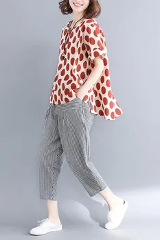

O-neck Casual Sets Of Clothes For Women Fashion Pullover Women Two Piece Outfits Brief Polka Dot Women's Summer Suit