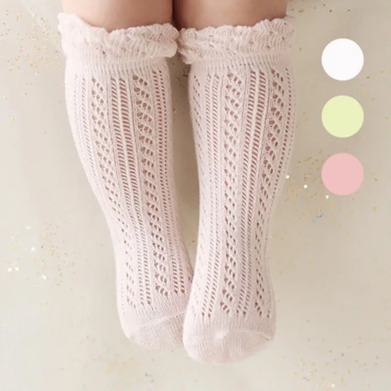 

Infant Baby Princess Slip Socks Circle Thin Cotton Mesh Tricholoma Knee High Tube for Summer Kids Girls breathable Socks