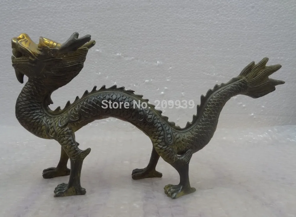 

huij 006335 10" Chinese Bronze Gilt Wealth Animal Sculpture FengShui Myth Fly Dragon Statue (A0314)