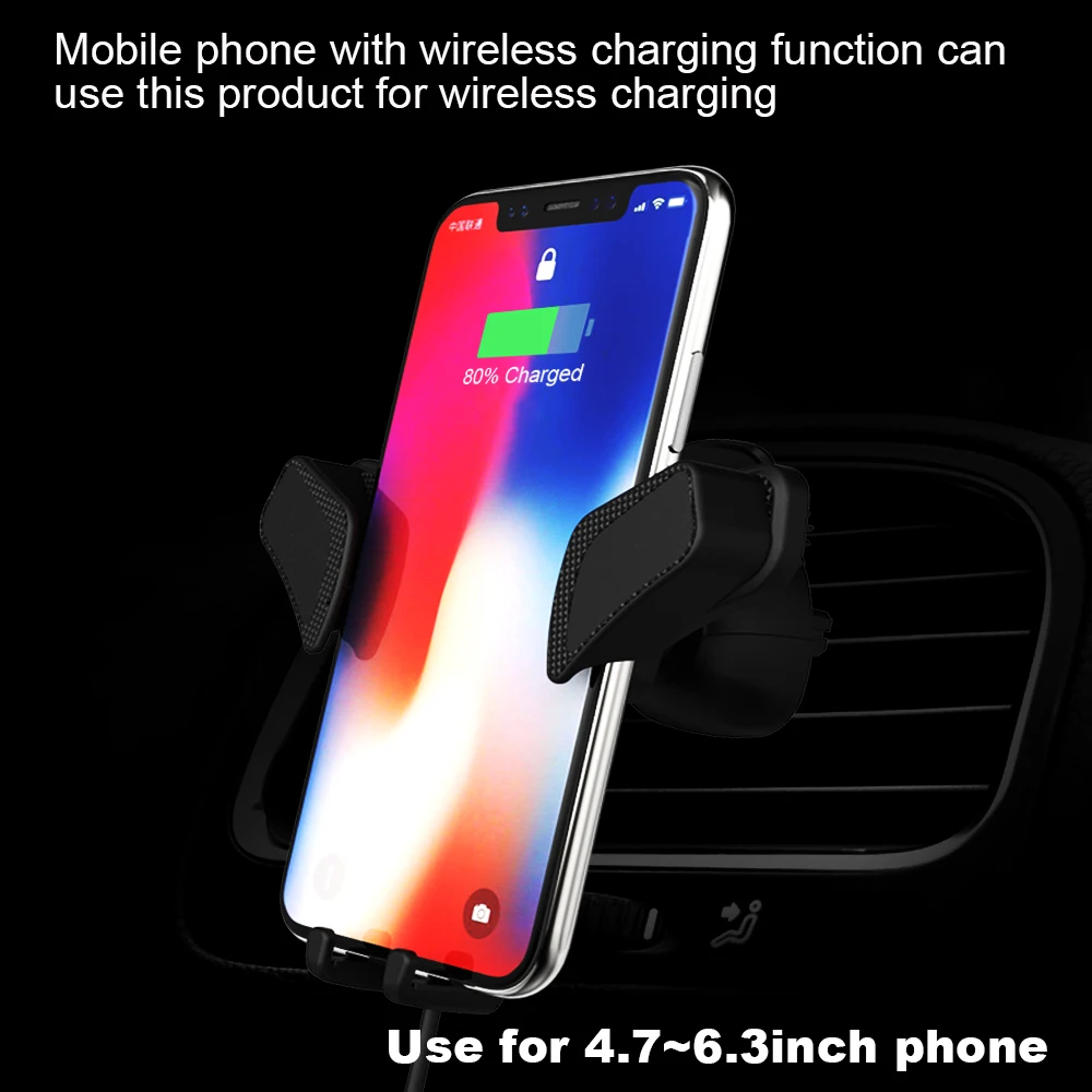 Ascromy Wireless Car Charger Air Vent Phone Holder Mount For iPhone X 8 Plus Samsung Galaxy S9 Plus S8 Note 9 8 QI Fast Charging (10)