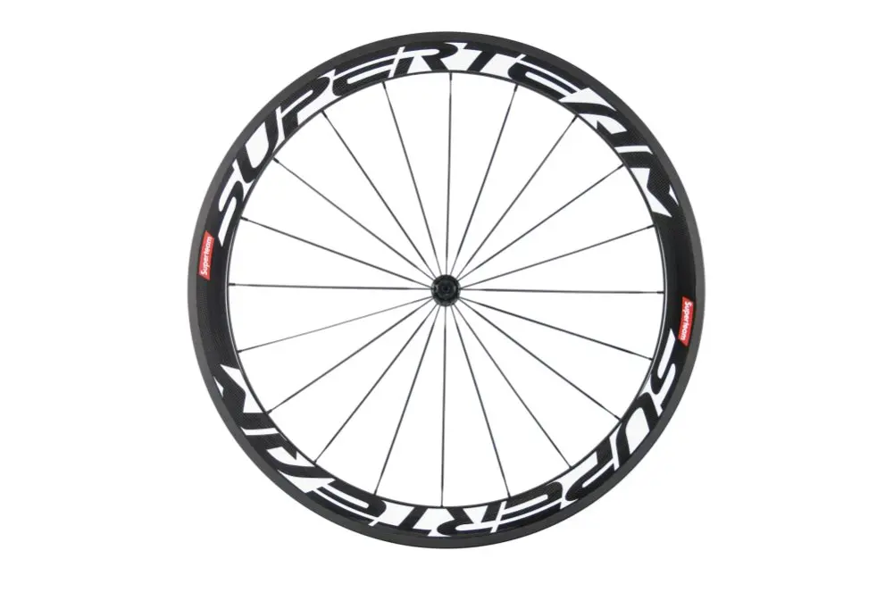 Top Superteam 50mm carbon wheels 700c clincher 23mm road bike wheelset in glossy finish with powerway hub 1