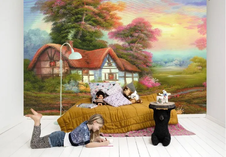 

Children room TV background wall stickers large mural 3d non-woven wallpaper kindergarten child room painting fairy tale world