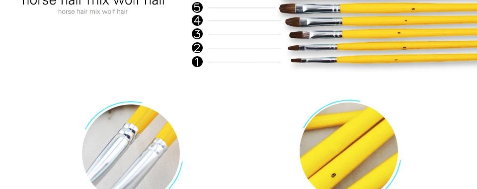 Память 12 шт набор ласка волос круглая кисть для покраски деревянная ручка для акварельной краски, художественные принадлежности