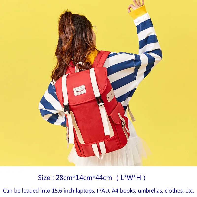 Сумка на оба плеча тренд для девочек Школьный рюкзак для подростков средней школы колледжа Студенческая девушка кампус школьная сумка для тинейджеров - Цвет: Red