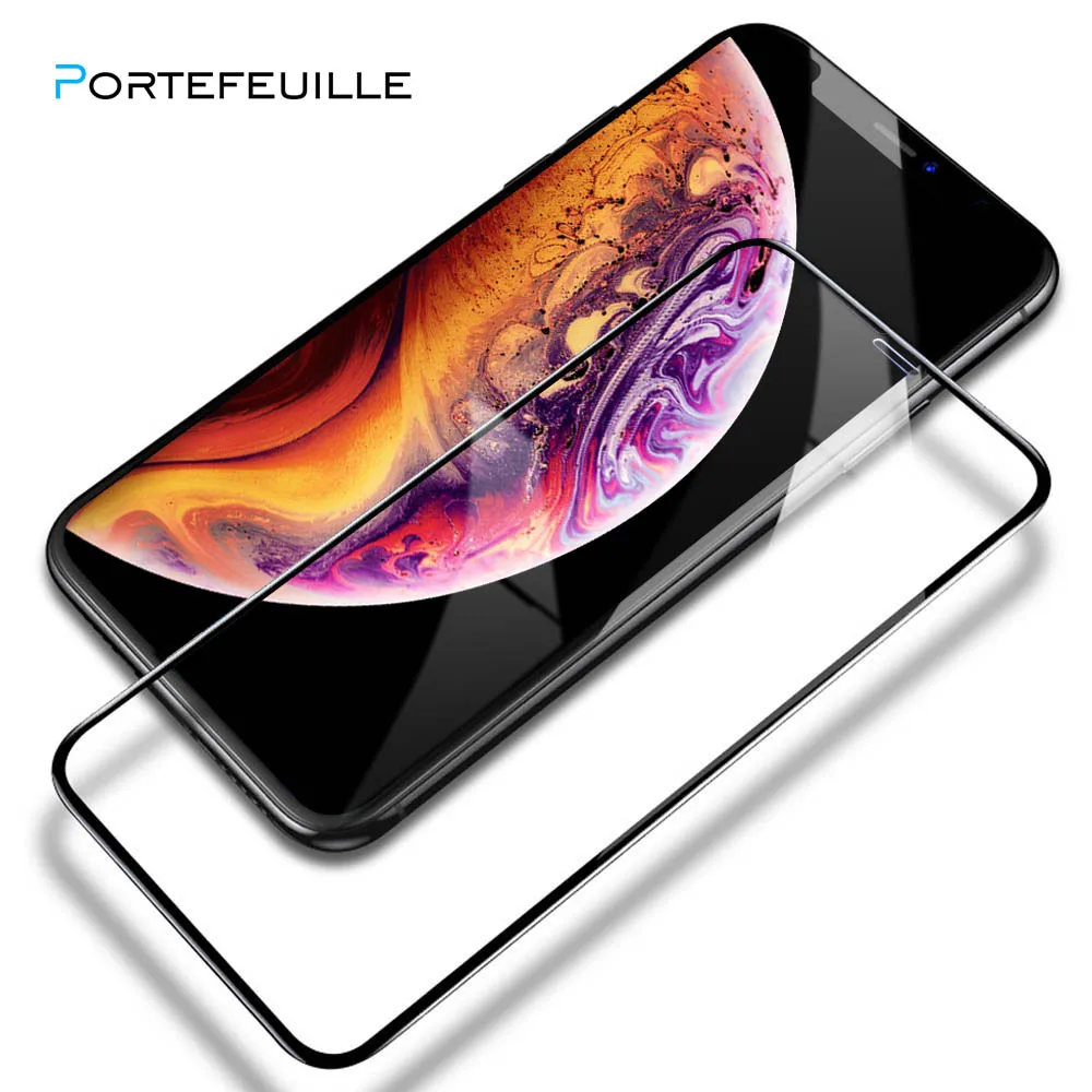 PORTEFEUILLE Premium для Iphone X XS MAX XR закаленное стекло 10D полное покрытие протектор экрана