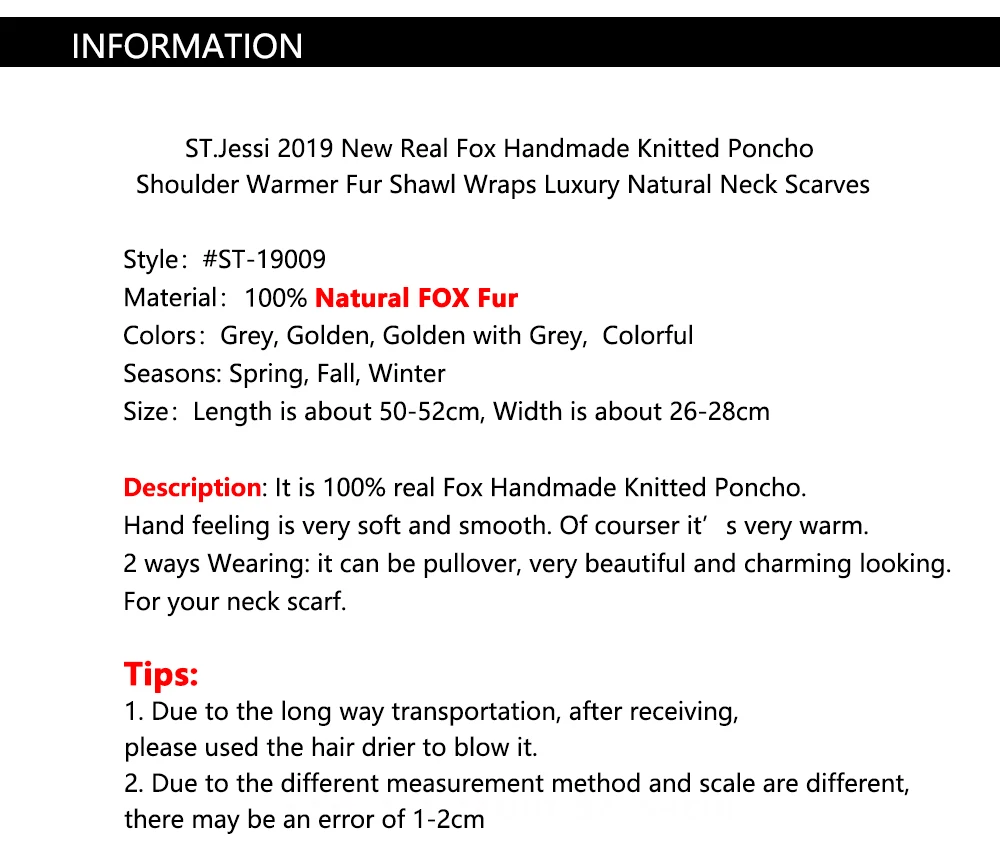 ST. Jessi/2019 Новое Вязаное пончо ручной работы с натуральным лисьим мехом, теплые меховые шали, роскошные натуральные шейные шарфы, Бесплатная