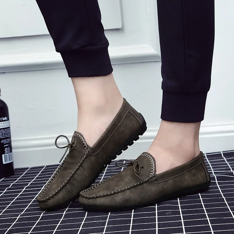 Classic Spring/Autumn 2019 Men Casual Shoes Men Loafers Fashion Sneakers Leather Breathable Slip-on Driving Shoes Brand Design