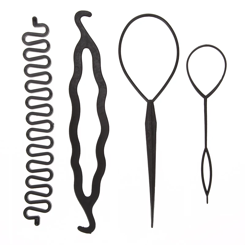 

4pcs/set 3 Kinds Magic Hair Styling Tools Woman Girl's Hair Braider Hair Pin Bun Roller Maker Dount Twist Hair Accessories