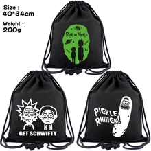Рик и Морти холщовые Сумки на шнурках, рюкзак для женщин, модный косметический контейнер, Повседневная пляжная сумка, обувь, сумка для книг