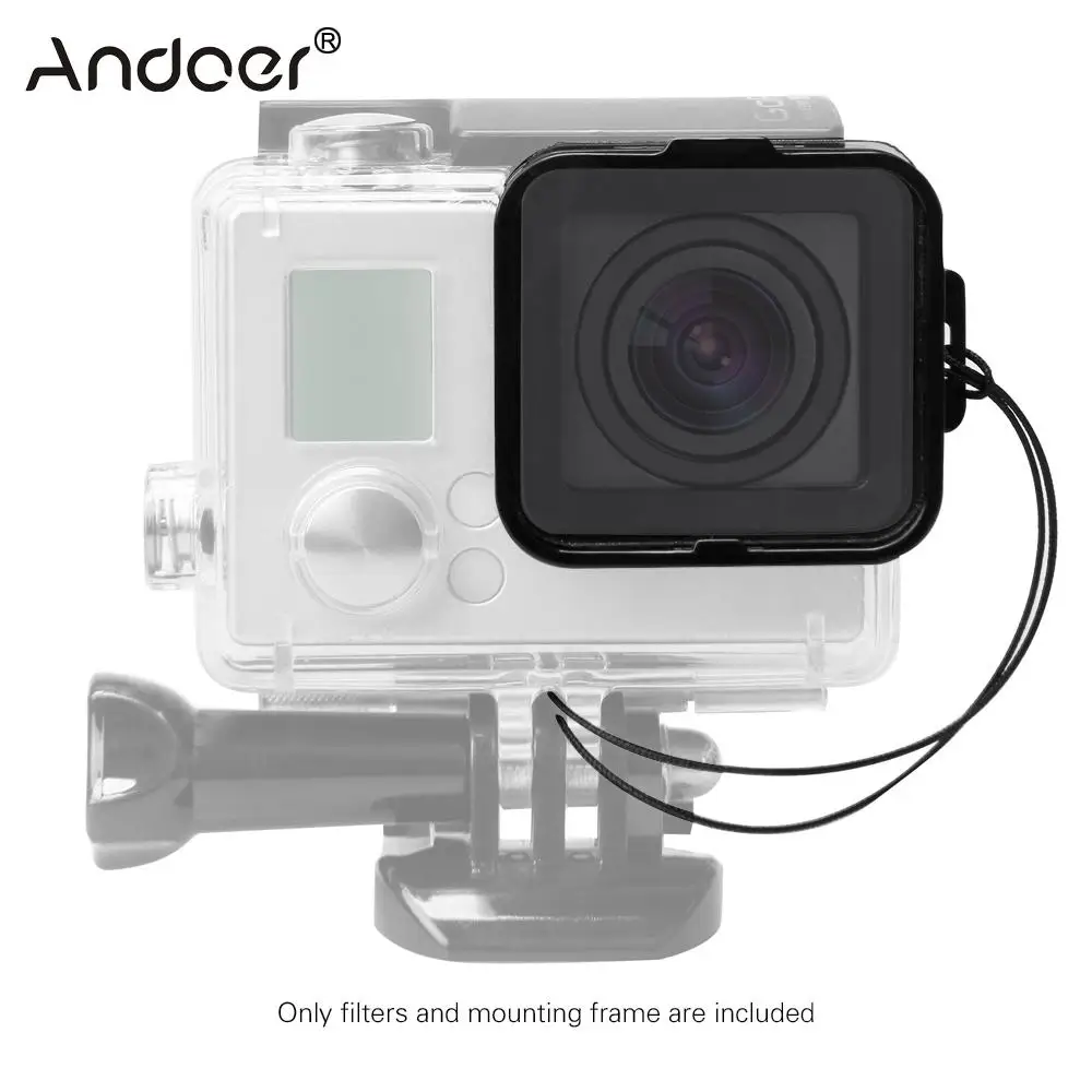 Andoer площади объектив фильтр защитный комплект(ND2/ND4/ND8/ND16) для GoPro Hero4/3+/3 w/монтажная рама держатель