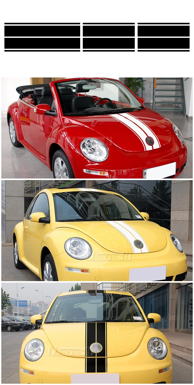 Автостайлинг кузова набор полосок для Volkswagen Beetle 2002-2006 капот крыша задний багажник Полосы Виниловые наклейки аксессуары