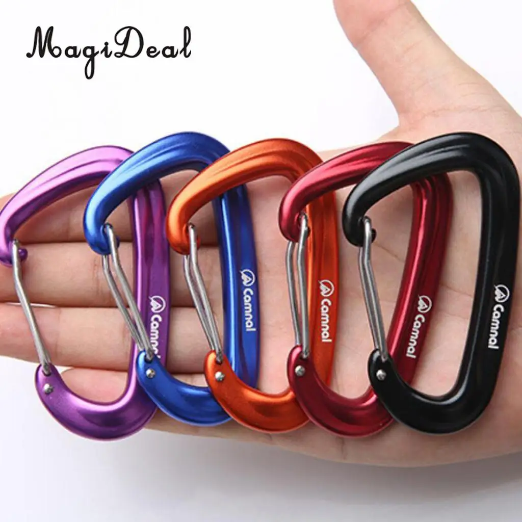 5pcs 16KN Wire Gate Carabiner Safety D Ring Buckle Snap Hook Keychain Clip for Rock Climbing Hammock Quickdraws