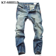 2017 New Ripped Jeans Men Cotton Large Size 28-42 Skinny Denim Pants Mens Fashion Famous Designer Brand Jean Pants Biker Jeans