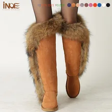 Кожа; модная обувь; лисий мех; высокие сапоги, длинные зимние ботинки для женщин из овечьей шерсти с подкладкой Сапоги выше колена на застежке женская обувь из овечьей кожи; кожаные туфли